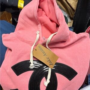Plus size inspired Pink Hoodie with Black Logo
